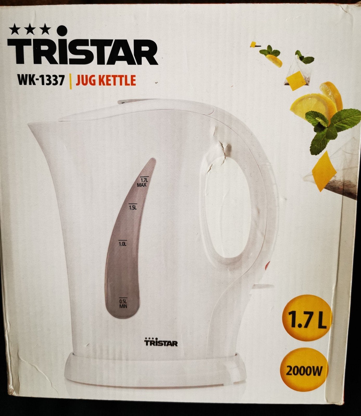 Tristar WK-1337 Waterkoker 2000W, 1,7 liter - Nieuw, 1 tot 2 liter, Ophalen of Verzenden, Nieuw