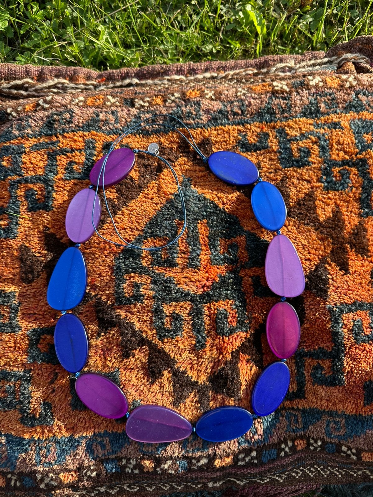 Ketting met paarse grote kralen, Ophalen of Verzenden, Zo goed als nieuw, Paars, Overige materialen