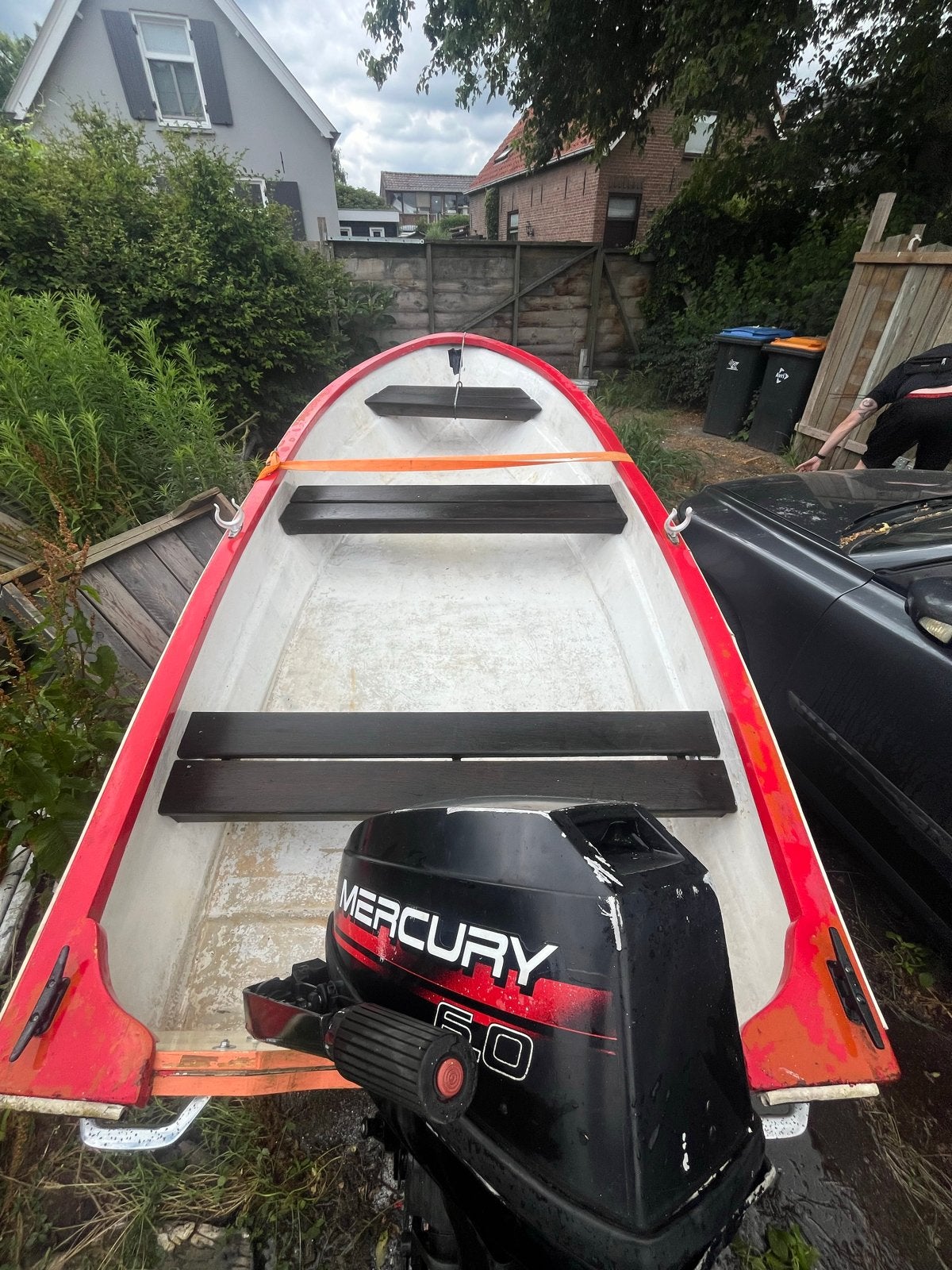 boot met motor, benzinetank en trailer, Watersport en Boten, Motorboten en Motorjachten, Gebruikt, Benzine, Buitenboordmotor, Trailer
