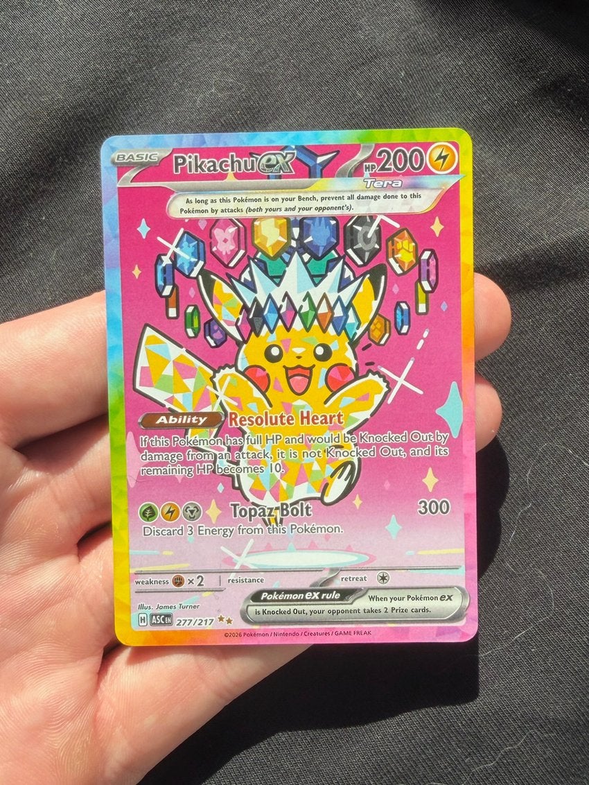 Pikachu ex 277 - Ascended Heroes - Pokemon, Ophalen of Verzenden, Zo goed als nieuw, Losse kaart
