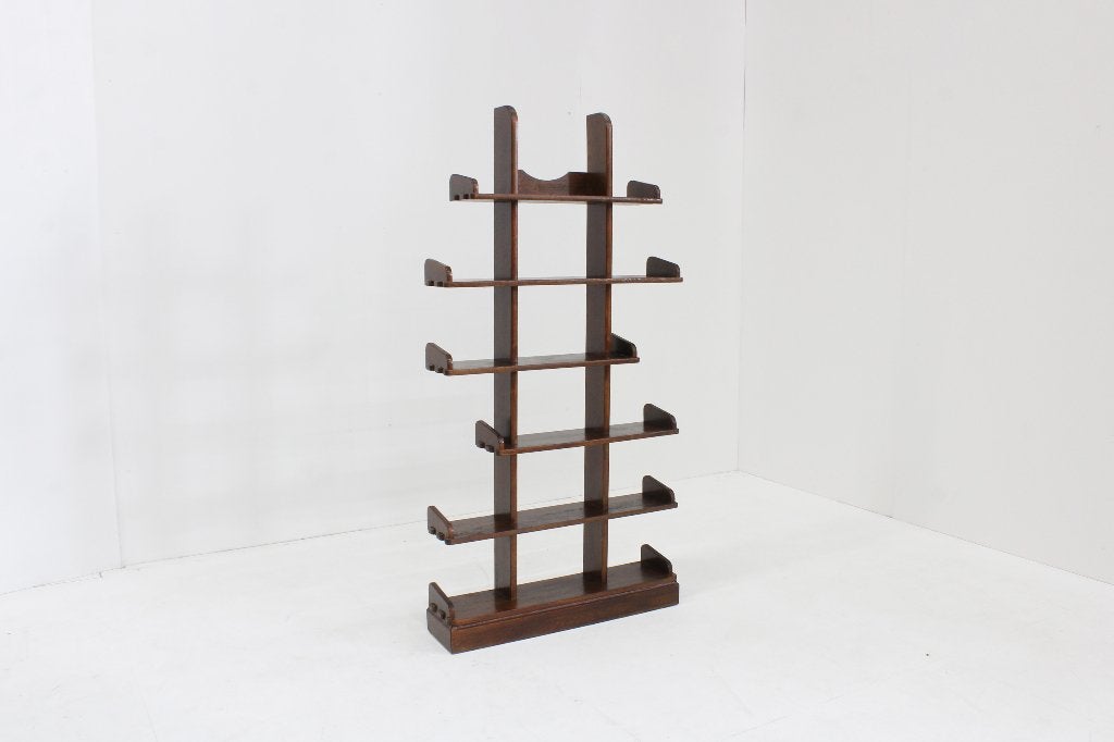 Vintage brutalist piramide boeken kast room divider, Ophalen, Gebruikt, 200 cm of meer, Eikenhout
