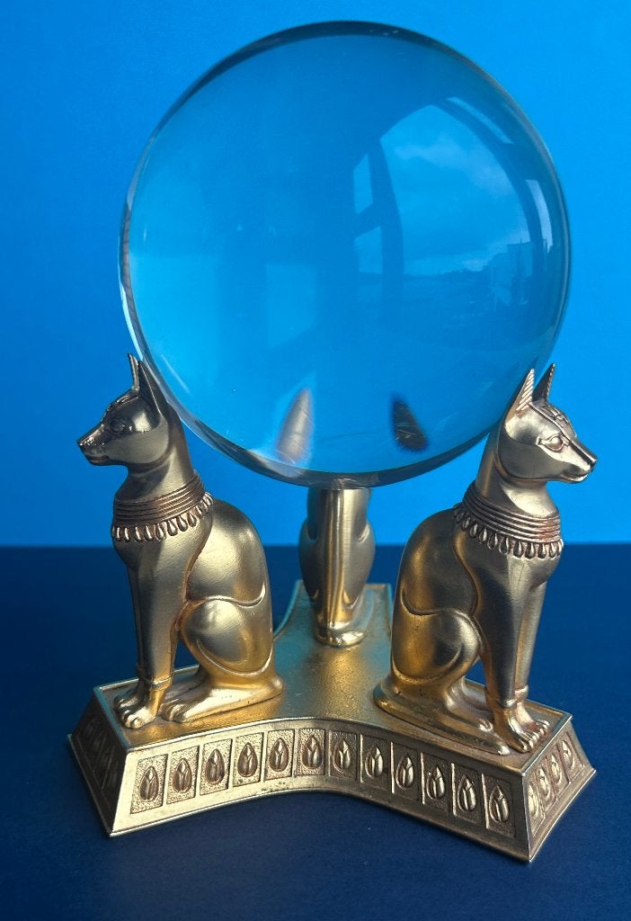 Franklin Mint  Kristallen Bol met Egyptische Bastet Katten, Ophalen of Verzenden, Gebruikt, Overige typen