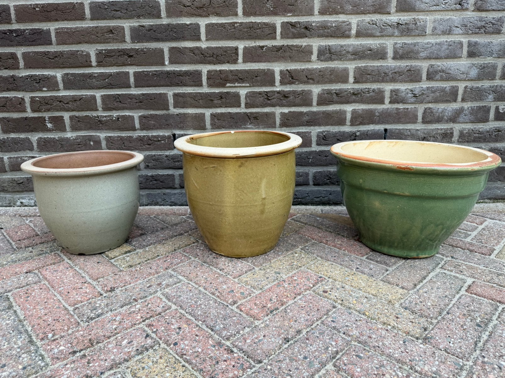 Geglazuurde aardewerken bloempotten, Ophalen, Steen, Minder dan 30 cm, Rond