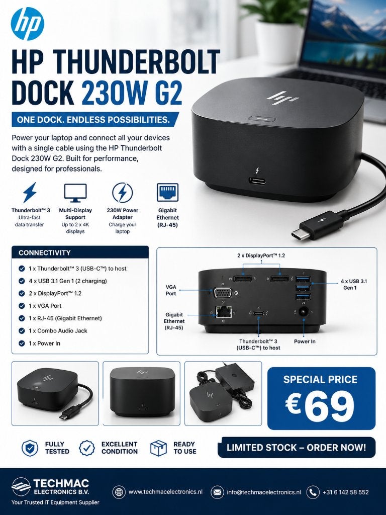 HP Thunderbolt Dock 230W G2, Hp, Hp, Ophalen of Verzenden, Zo goed als nieuw