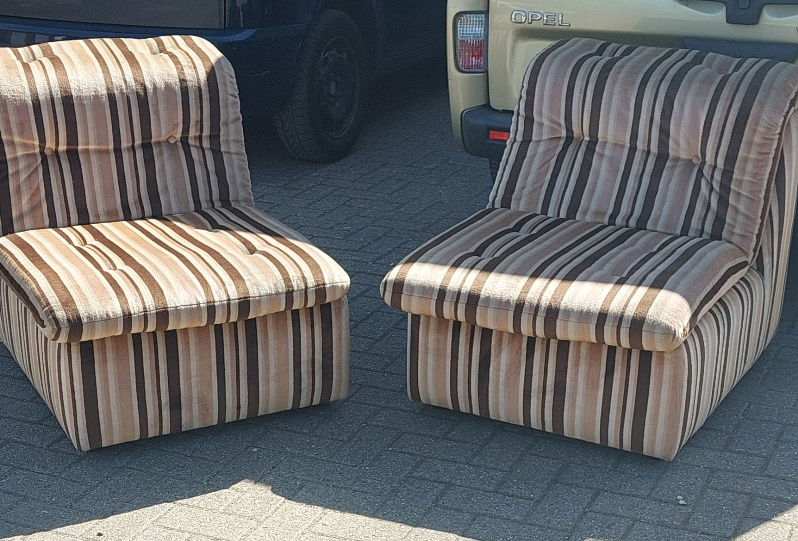 Lucky Vintage loungers modulair zitelement fauteuil, ., Vintage, 75 tot 100 cm, Ophalen of Verzenden