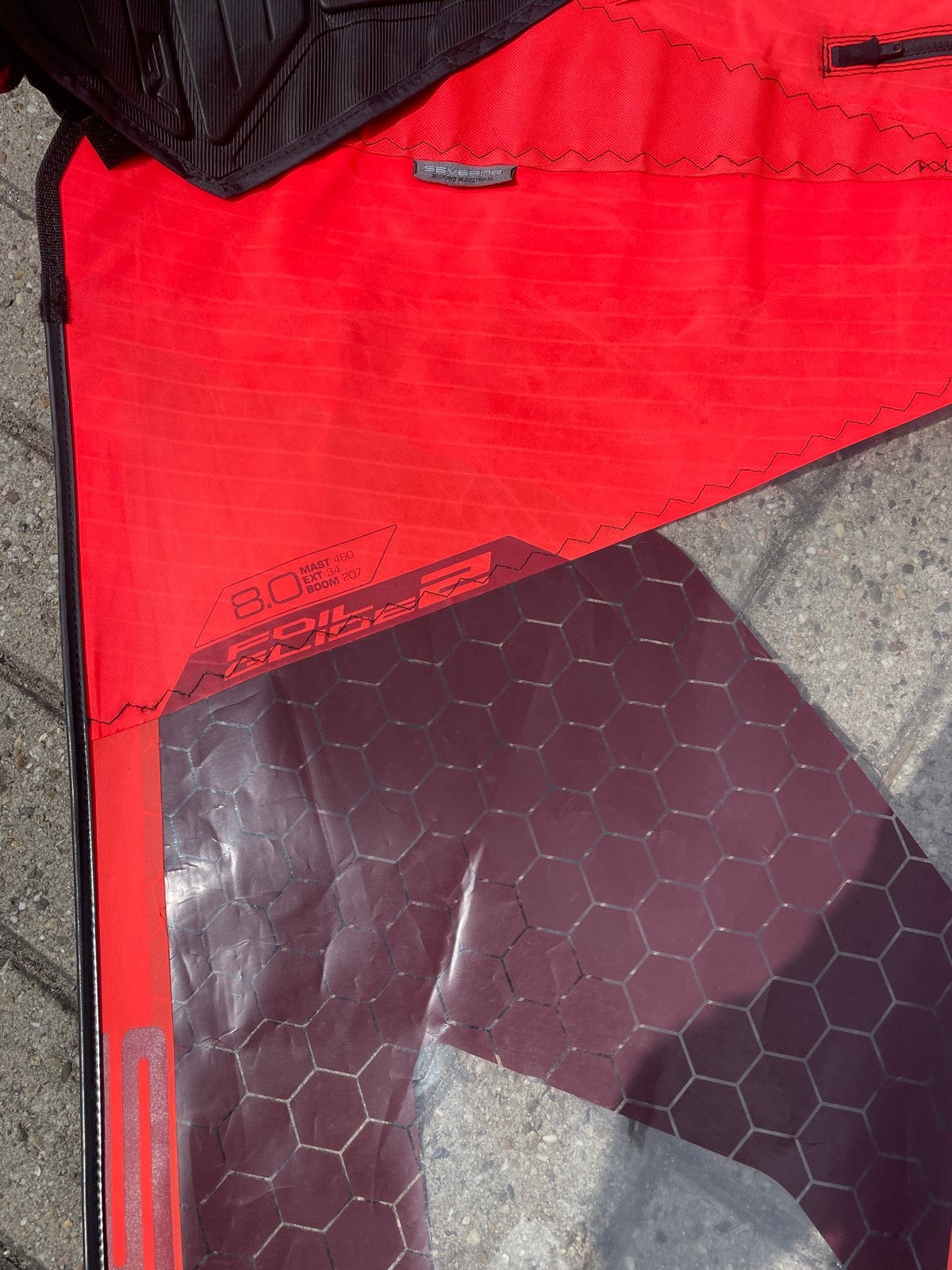 Severne Redback 8.0 m² windsurfzeil, Ophalen, Zo goed als nieuw, Zeil, 8 m² of meer