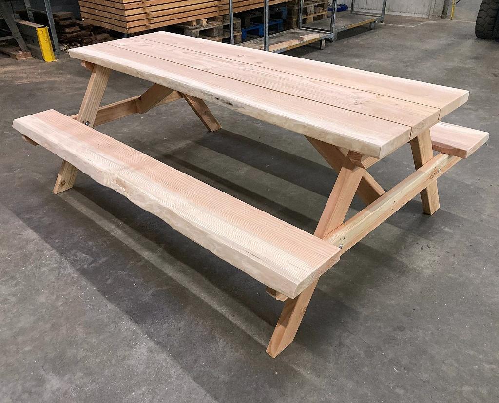 Boomstam picknicktafel Douglas hout, Tuin en Terras, Ophalen of Verzenden, Nieuw, Rechthoekig, Hout