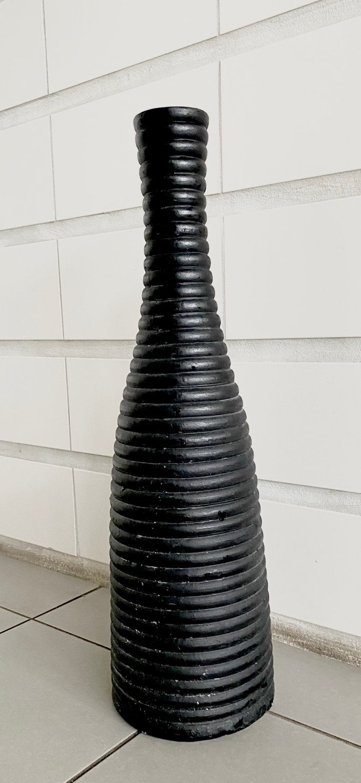 vintage IKEA ‘HAVTORN FÄRM’ VLOERVAAS, Ophalen, Zwart, Zo goed als nieuw, Geschikt voor droogbloemen