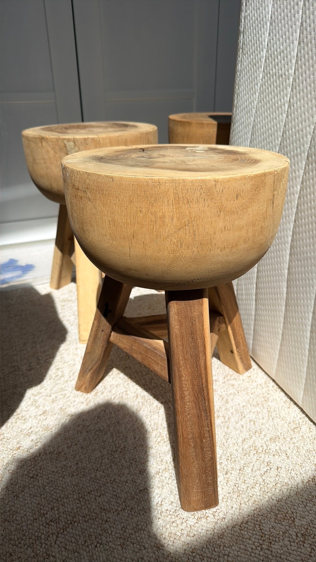 Set van 2 massief houten krukken, Ophalen, Gebruikt, Hout