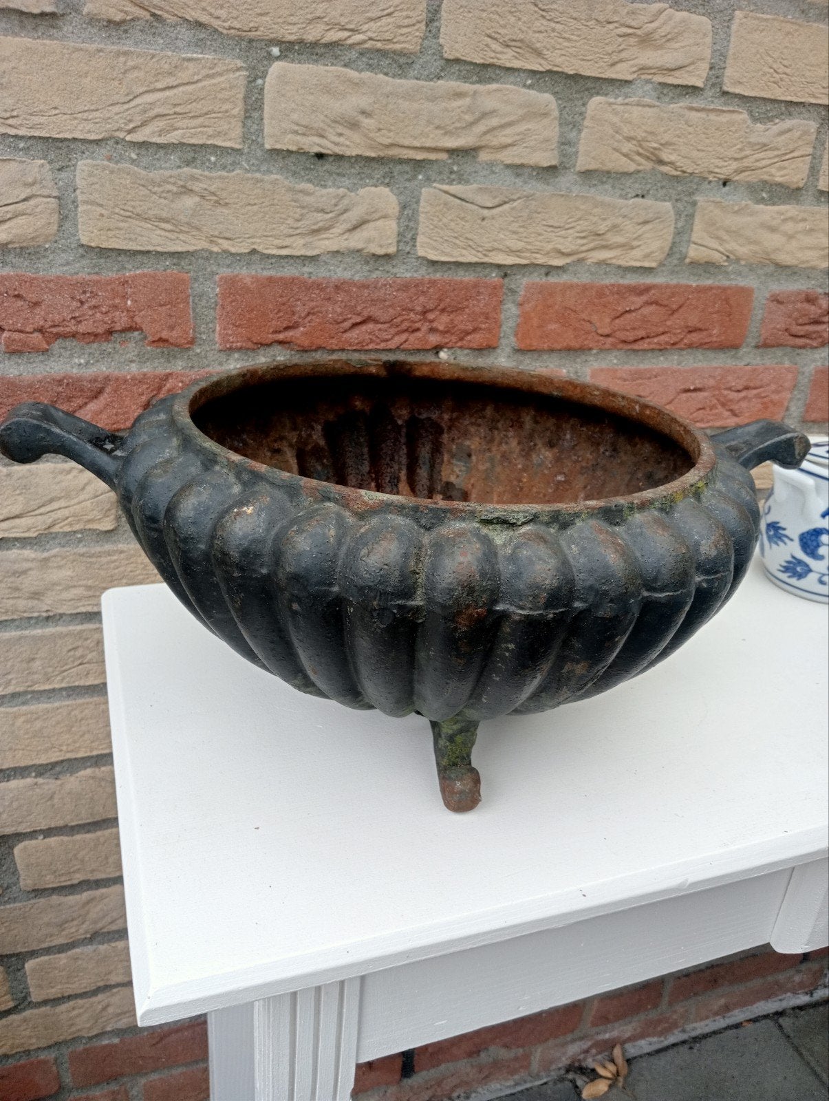Gietijzeren bloempot, Ophalen, Rond, Metaal, Minder dan 40 cm