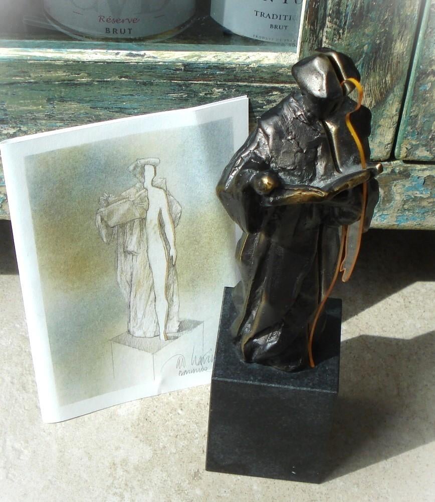Nederland - Rotterdam - Erasmus Universiteit sculptuur, Antiek en Kunst, Overige onderwerpen, Ophalen of Verzenden, Brons, 20 - 50 cm