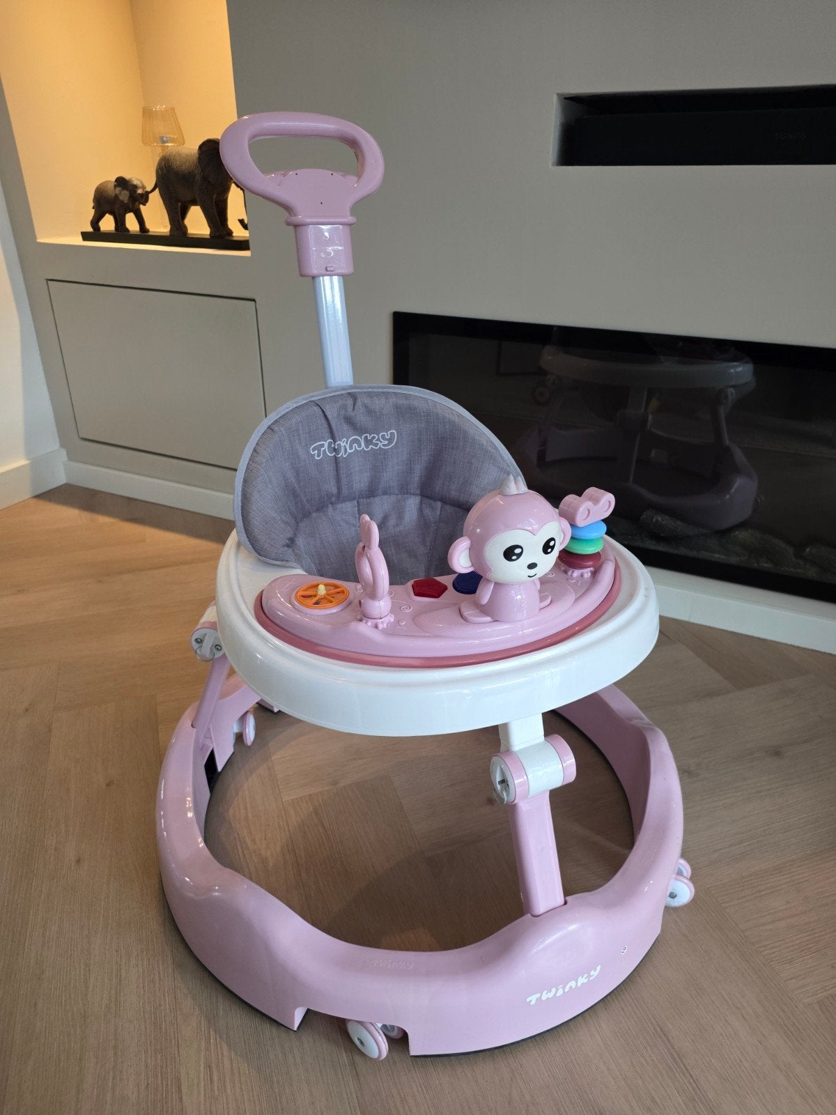 Twinky loopstoel met duwstang - Roze, Ophalen, Gebruikt
