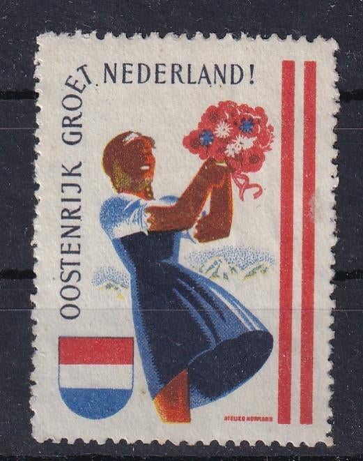X181A) vignet Oostenrijk groet Nederland jaren 50, Verzenden, Postfris