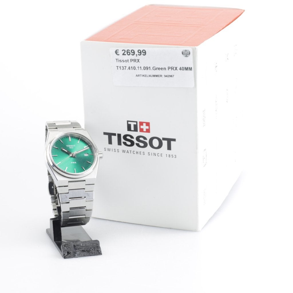 Tissot PRX  T137.410.11.091.Green PRX 40MM, Tissot, Zo goed als nieuw, Support@tissot.com, Rue Louis-Joseph Chevalier 1
2002 NeuchÃ¢tel
Switzerland