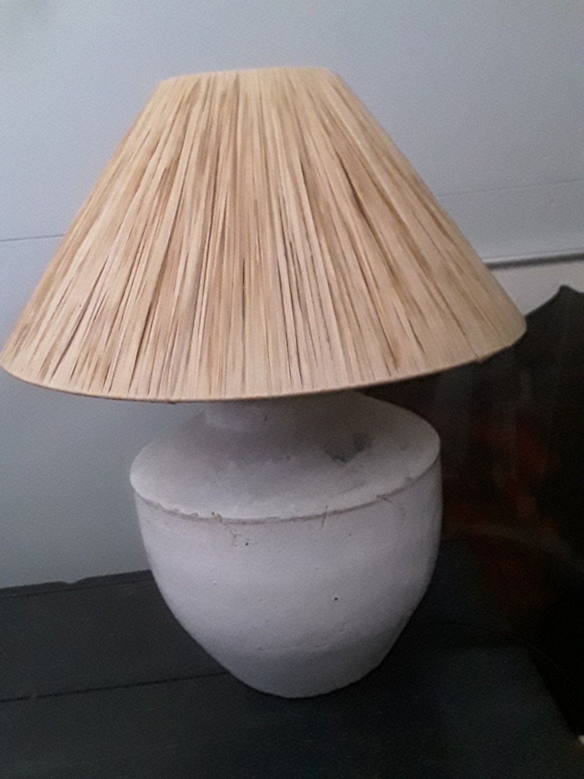 Schemerlamp met rieten kap, Ophalen, Gebruikt, Natuurlijk materiaal, Met kap