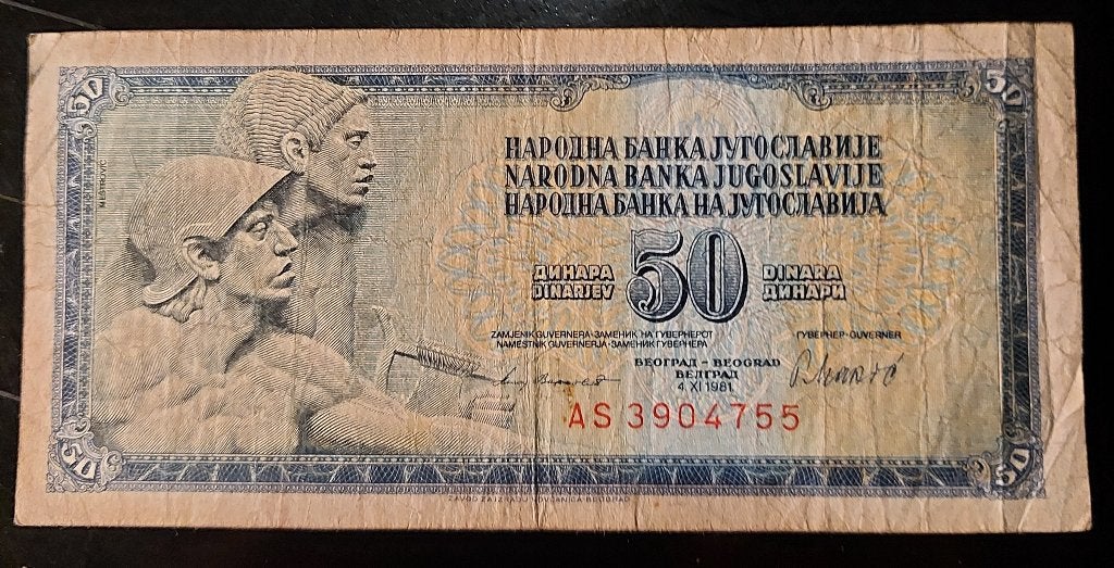 Vintage Joegoslavië 50 Dinara bankbiljet 1981, Postzegels en Munten, Ophalen of Verzenden, Joegoslavië