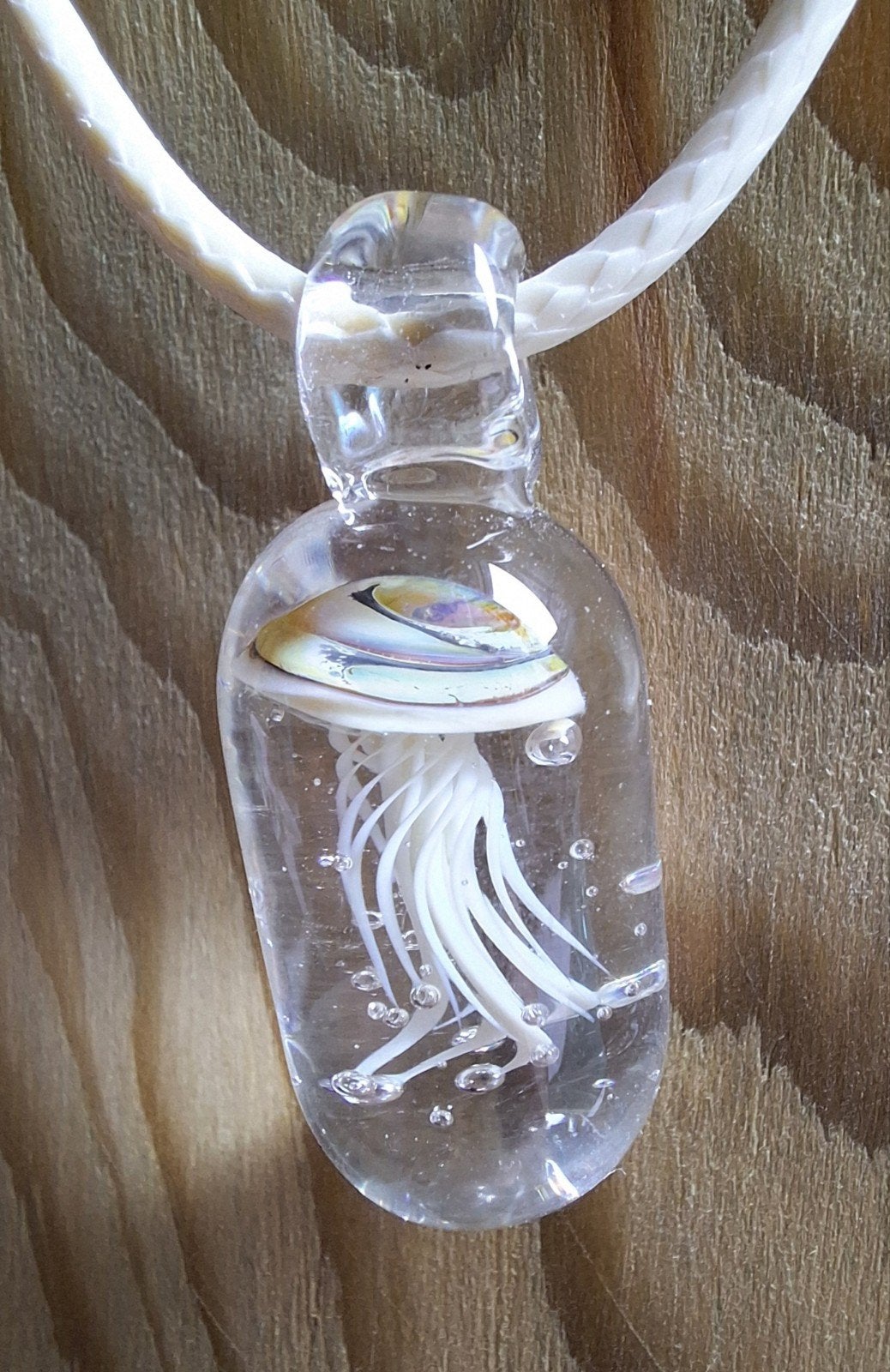 ketting met handgemaakte lampwork glas hanger " kwal ", Overige kleuren, Verzenden, Nieuw, Overige materialen