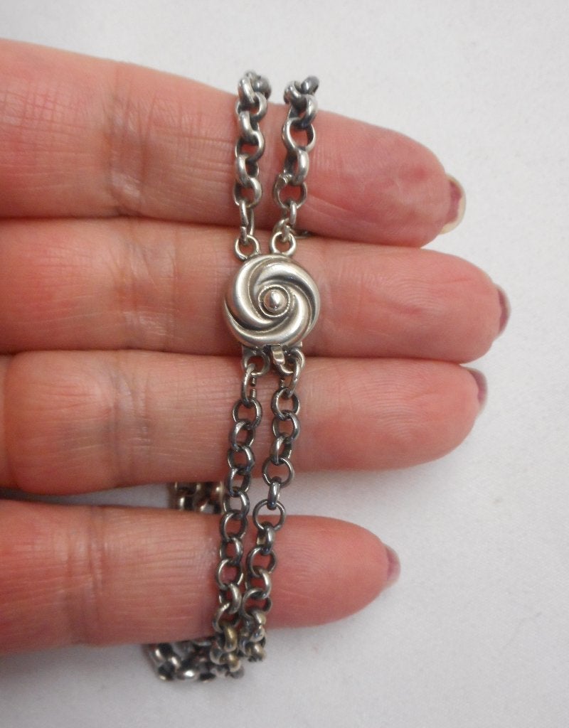 Zilveren antieke 2 rijen jasseron armband nr.140, Sieraden, Tassen en Uiterlijk, Verzenden, Zilver, Armband