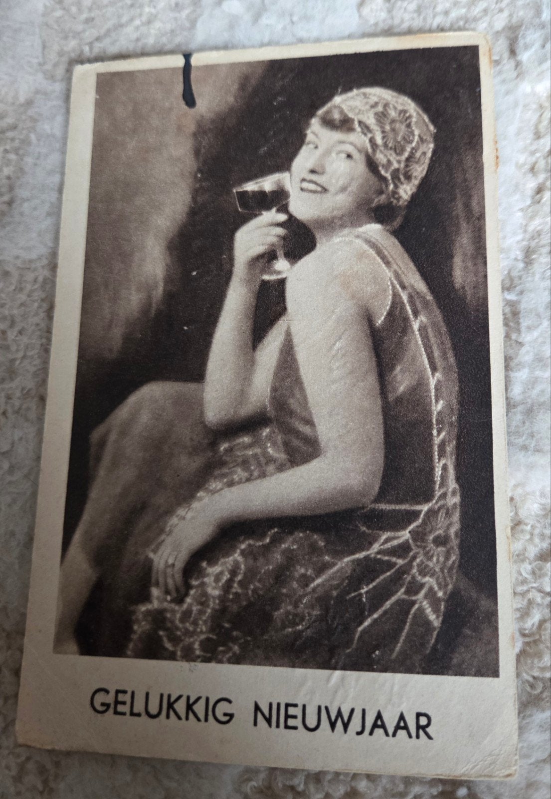 Vintage Nieuwjaarskaart - Gelukkig Nieuwjaar (1945), Verzamelen, Verzenden, 1940 tot 1960, Gelopen, Feest(dag)