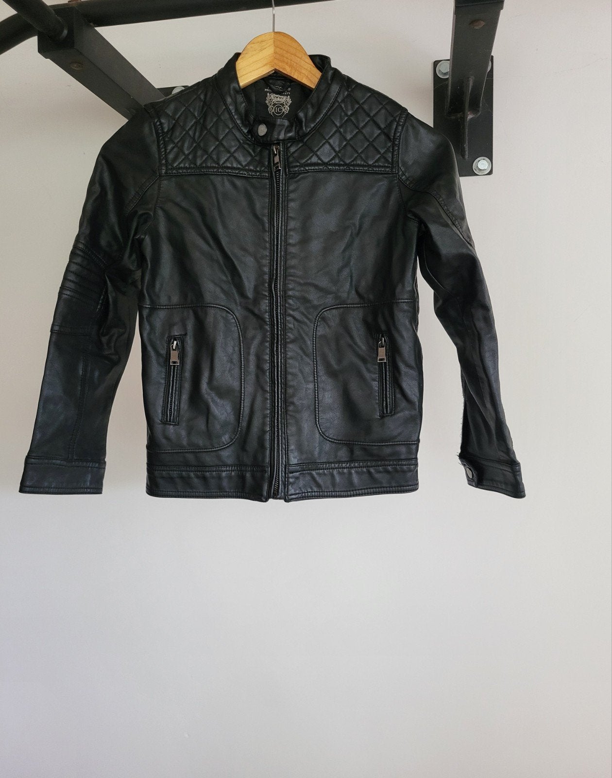 Stoere imitatie lederen jas - maat 152, Ophalen of Verzenden, Zo goed als nieuw, Jongen, Jas