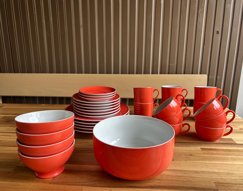 Vintage Dibbern / Schönwald servies – oranjerood, Gebruikt, Ophalen of Verzenden, Overige stijlen, Porselein