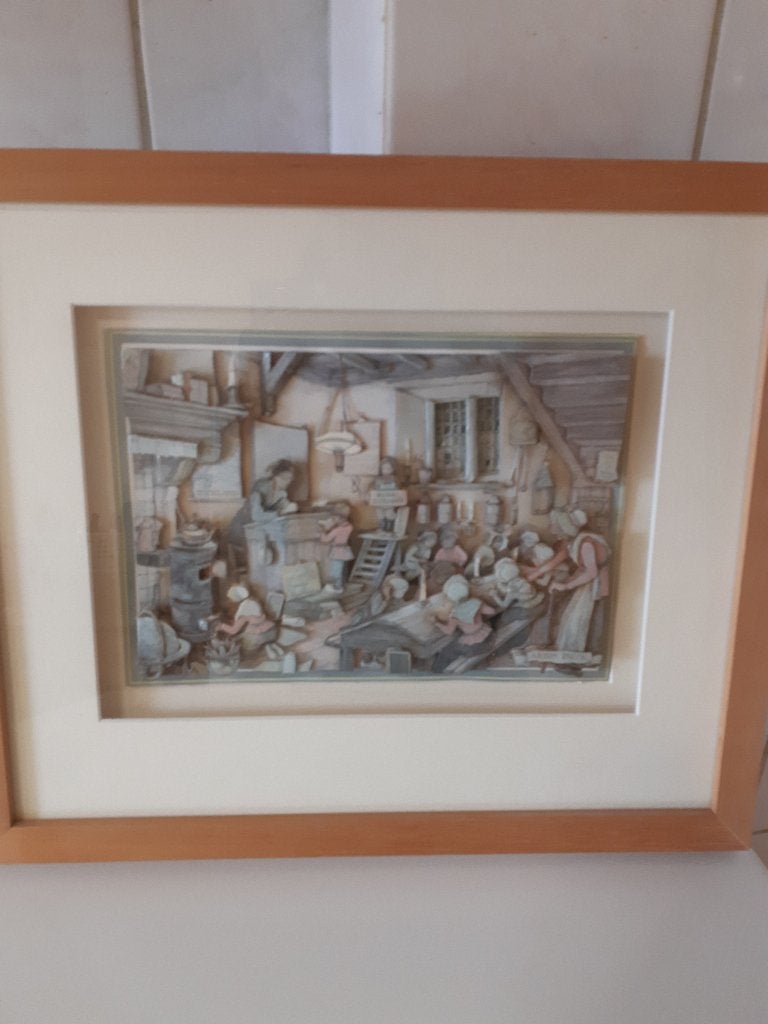 3D-schaduwdoos Anton Pieck, Ophalen, Grijs, Handgemaakt, 32 cm