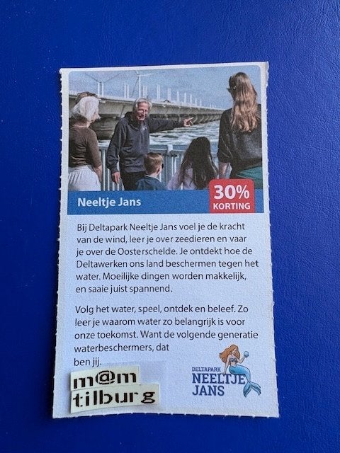Neeltje Jans 30% korting tot 1-7-2027, Drie personen of meer, Kortingskaart