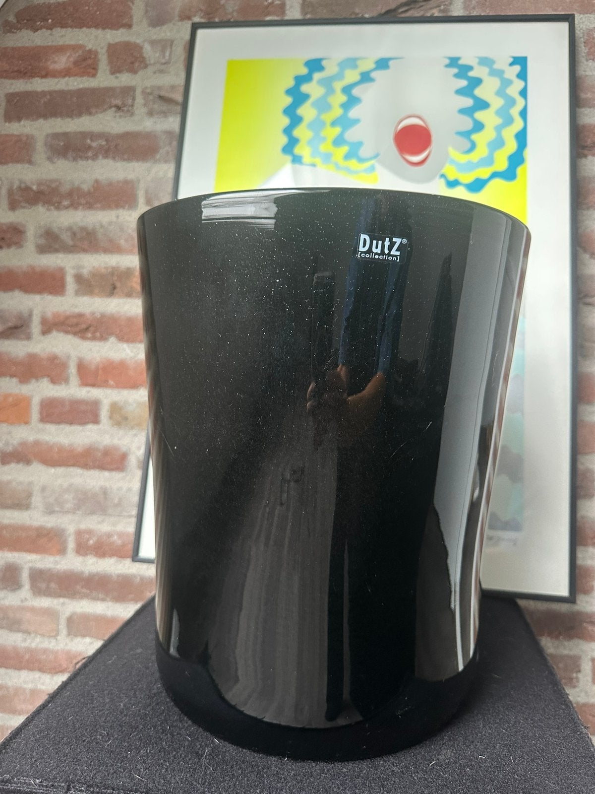 Mega grote zwarte Dutz vaas., Zwart, Ophalen of Verzenden, Minder dan 50 cm, Glas