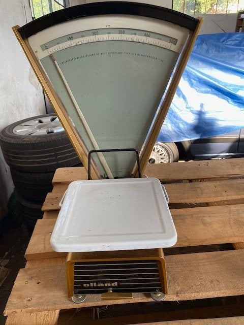 Oude vintage Olland weegschaal, Ophalen