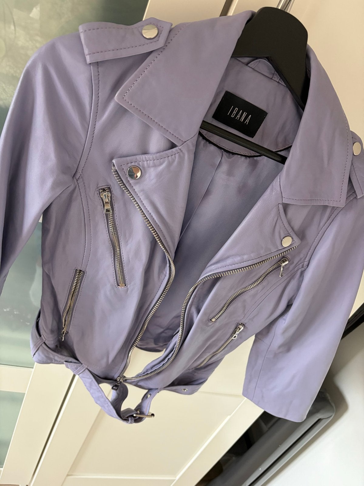 Nieuw lila leren bikerjack Ibana maat 34, Ophalen of Verzenden, Nieuw, Maat 34 (XS) of kleiner, Paars