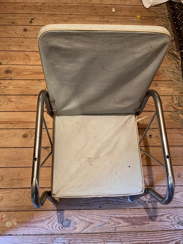 jaren 50/60 buisframe kinder-eetstoel, merk Musters Patent, Overige kleuren, Ophalen of Verzenden, Eén, Kunststof