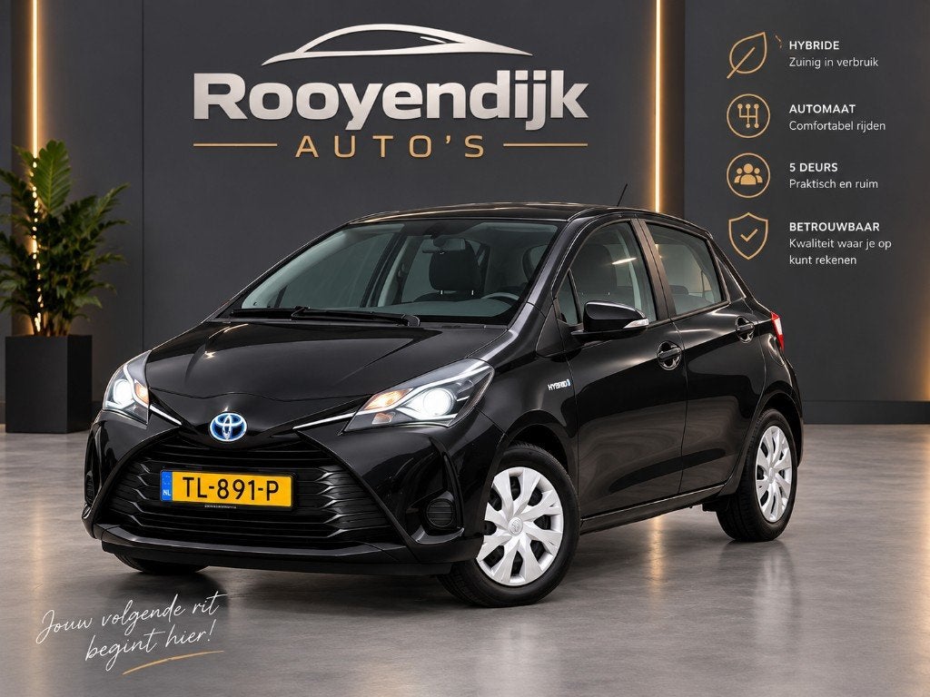 Toyota Yaris 2018 Hybrid Active Automaat, Achteruitrijcamera, Auto's, Gebruikt, 4 cilinders, Zwart, Origineel Nederlands