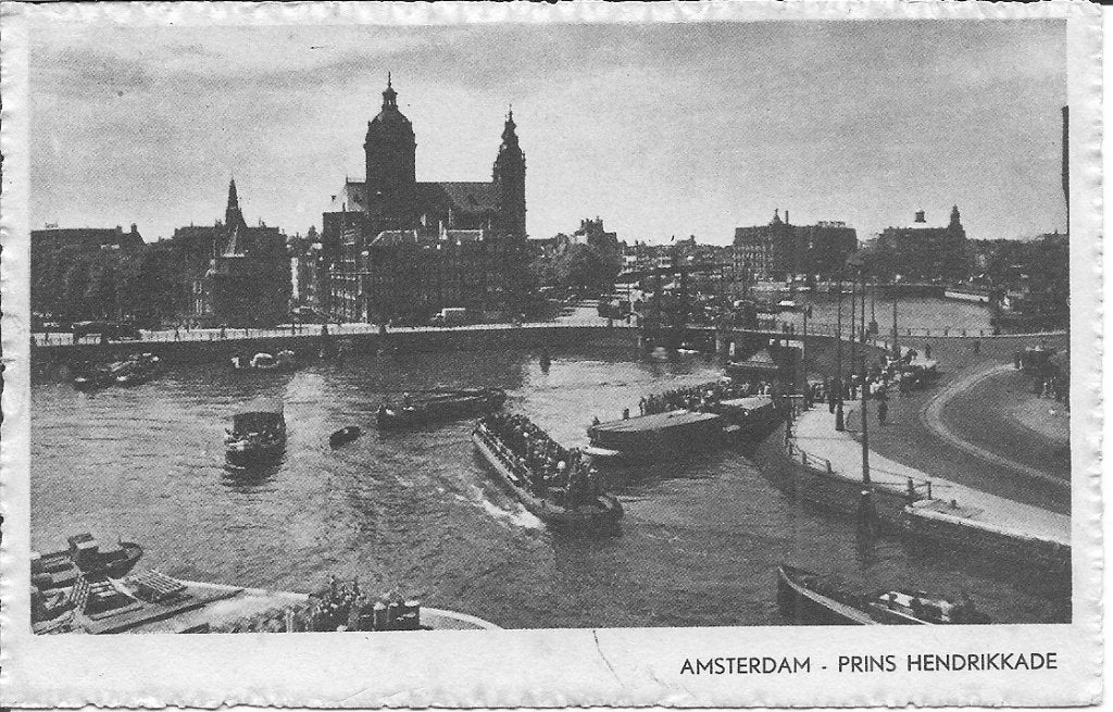 Oude Ansichtkaart Amsterdam Prins Hendrikkade Gelopen, Ophalen of Verzenden, 1940 tot 1960, Gelopen, Noord-Holland