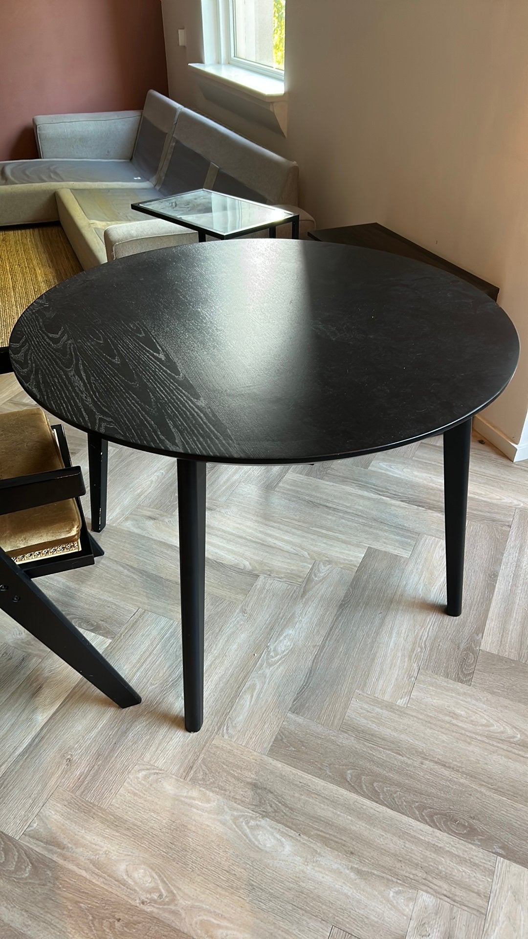 Ronde houten tafel zwart, Ophalen, 50 tot 100 cm, 100 tot 150 cm, Rond