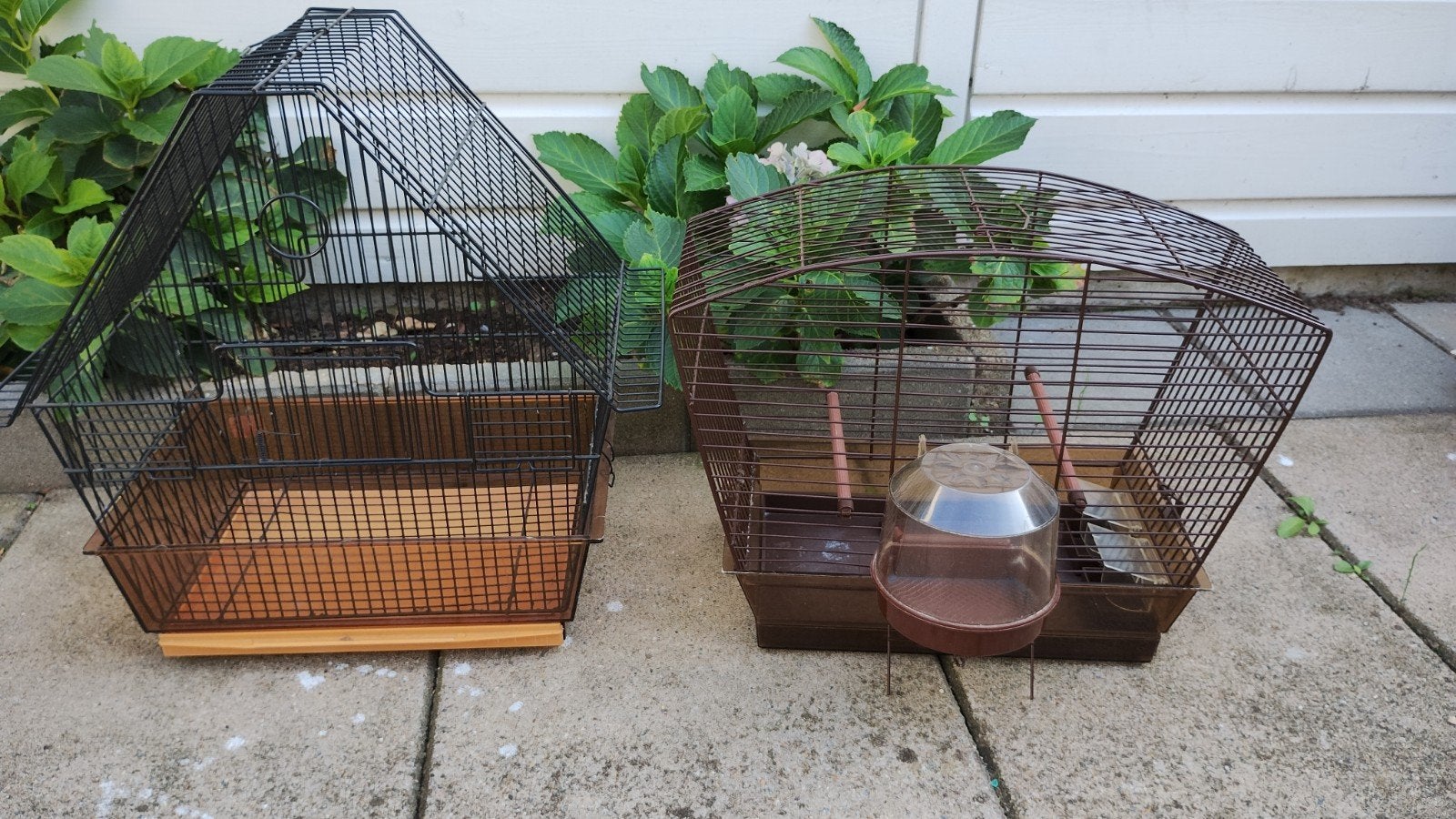 twee kleine antieke kooi, Ophalen, Hout, Vogelkooi