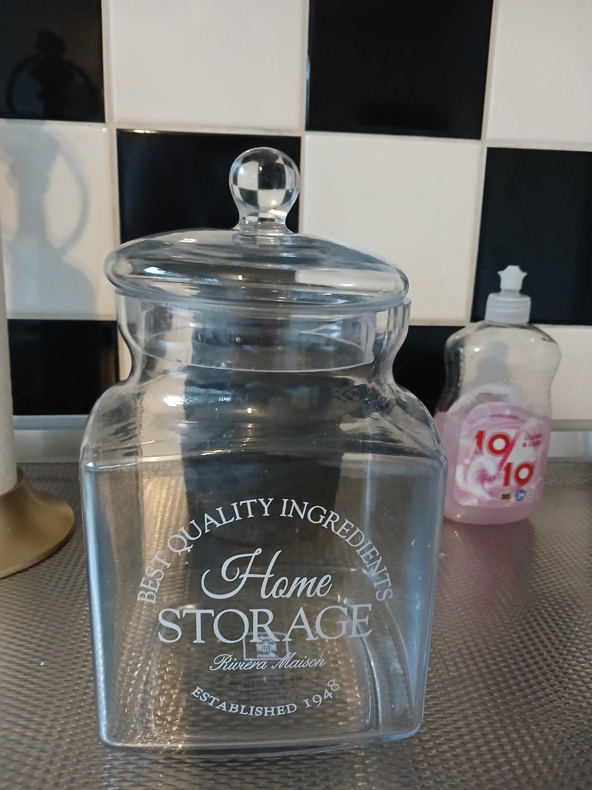riviera maison storage pot, Glas, Ophalen of Verzenden, Zo goed als nieuw, Voorraadpot