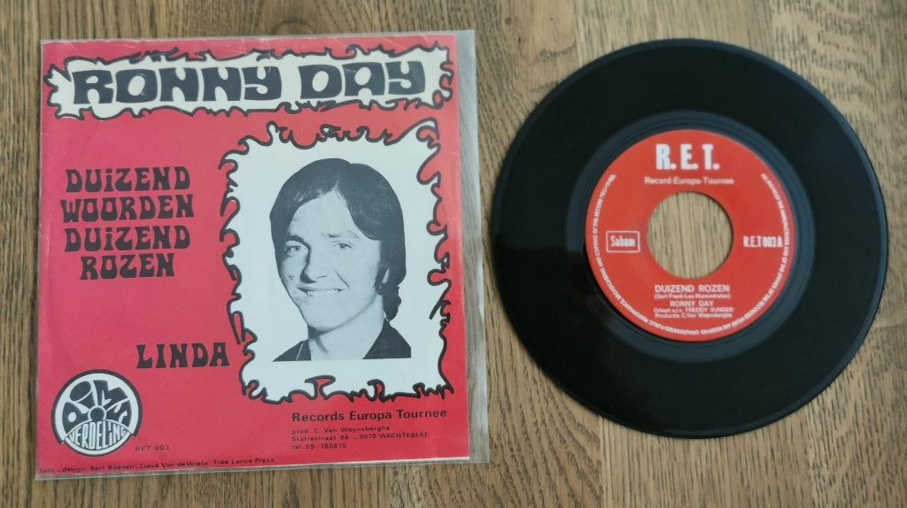 Single Ronny Day - Duizend rozen, Ophalen of Verzenden, Gebruikt, Overige formaten, Levenslied of Smartlap