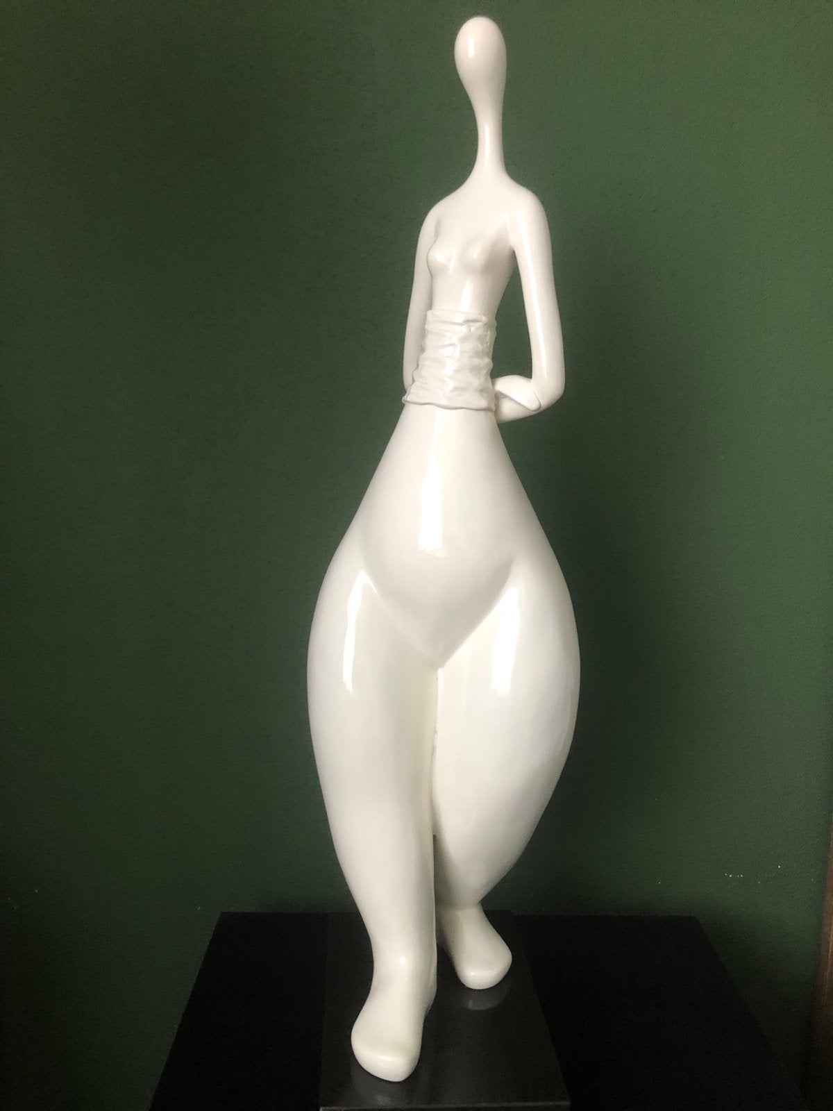 Modern Beeld 'Lady Alice' - Polyresin - 83 cm, Kunststof, Wit, Beeld, Vrouw