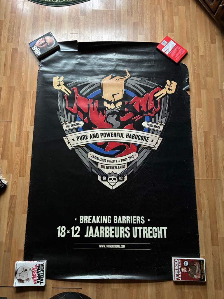 4 stuks Thunderdome Timecode en Breaking Barriers Posters, Ophalen, Deurposter of groter, Overige onderwerpen, Rechthoekig Staand