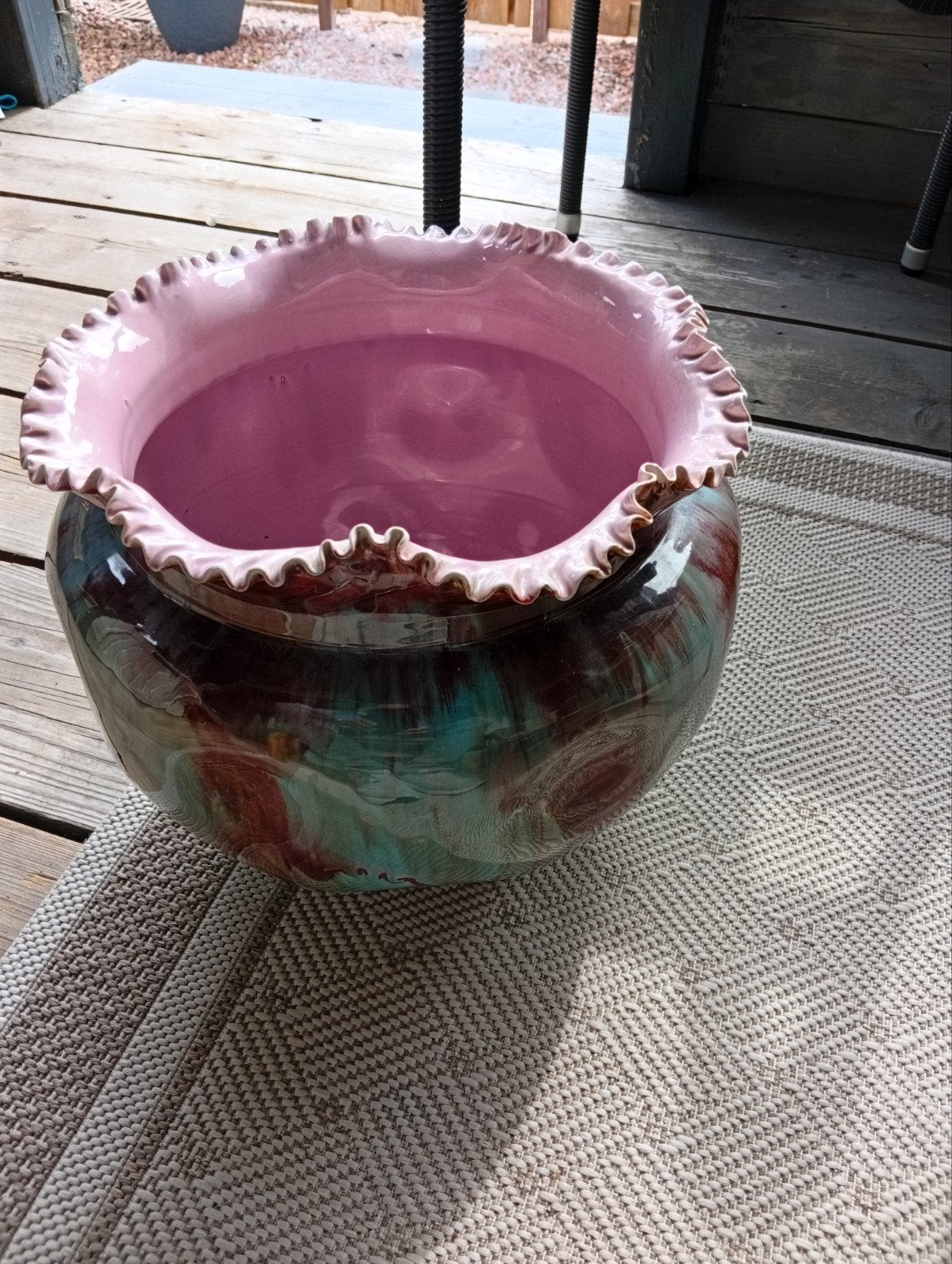 Grote decoratieve aardewerk pot met uniek glazuur, Antiek en Kunst, Ophalen of Verzenden