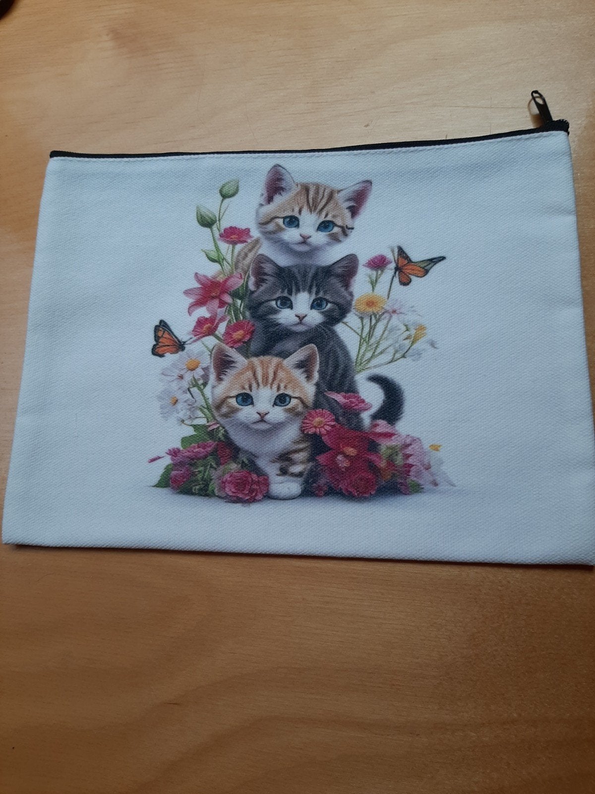 stoffen toilettasje met poesjes 16 x 21,5 cm, Verzenden, Nieuw, Dame