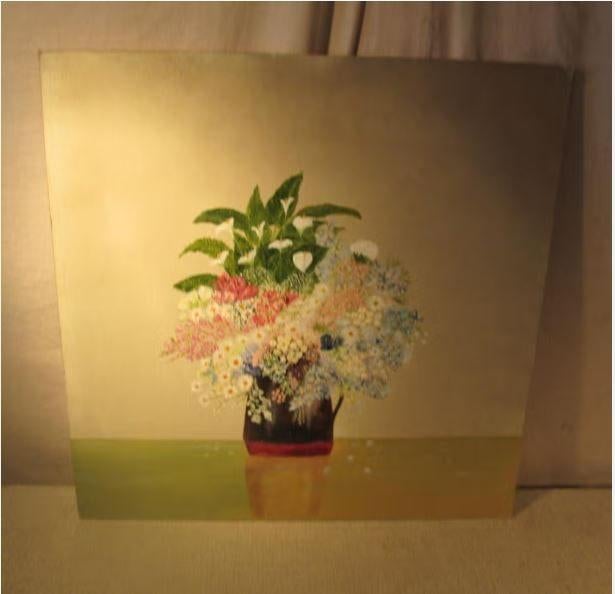 Mooi Geschilderd werk 'Bloemen in Kruik' - 52x52, Ophalen of Verzenden