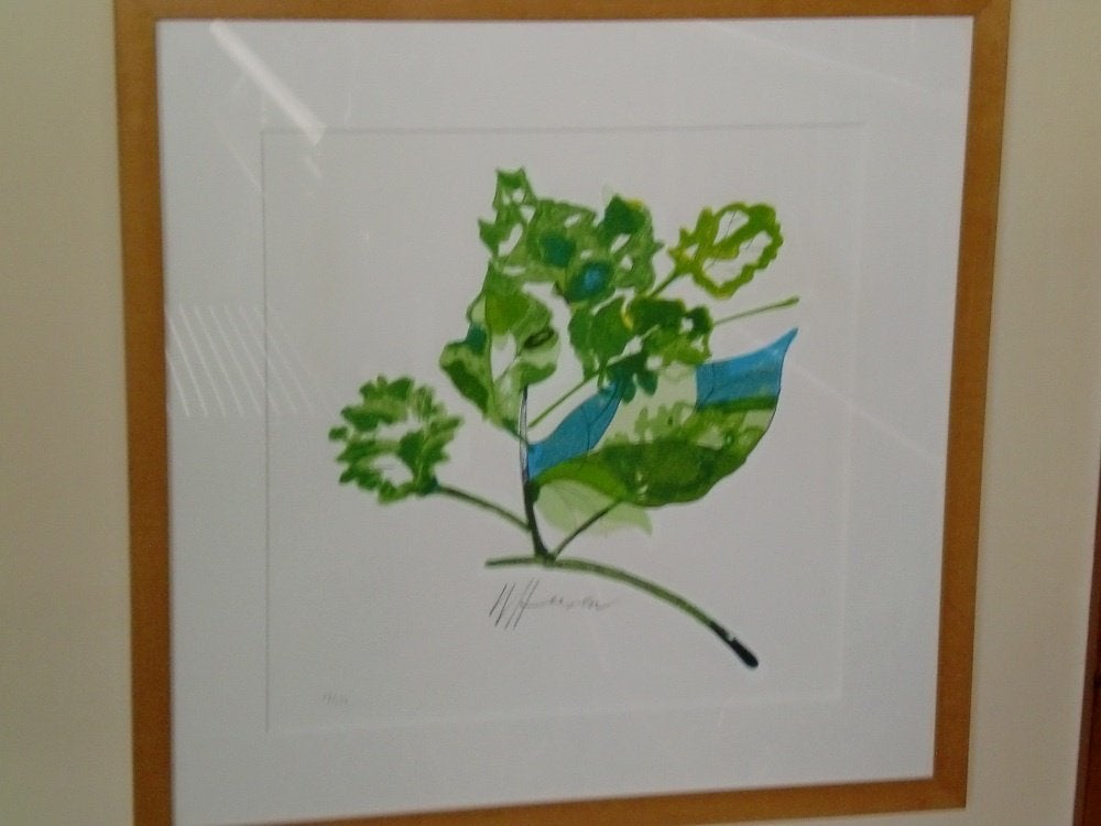 Leerdam glas: Willem Heesen, zeefdruk 'Glazen blad', Ophalen of Verzenden