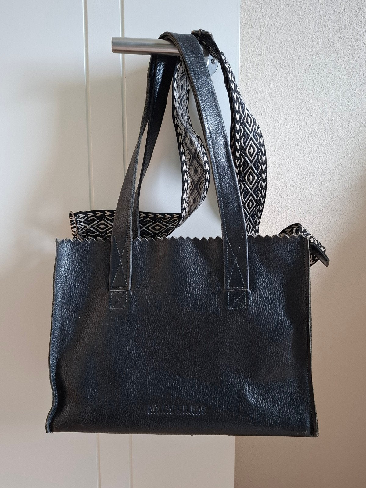 My Paper Bag Shopper - Zwart Leer, Ophalen, Zo goed als nieuw, Zwart, Shopper