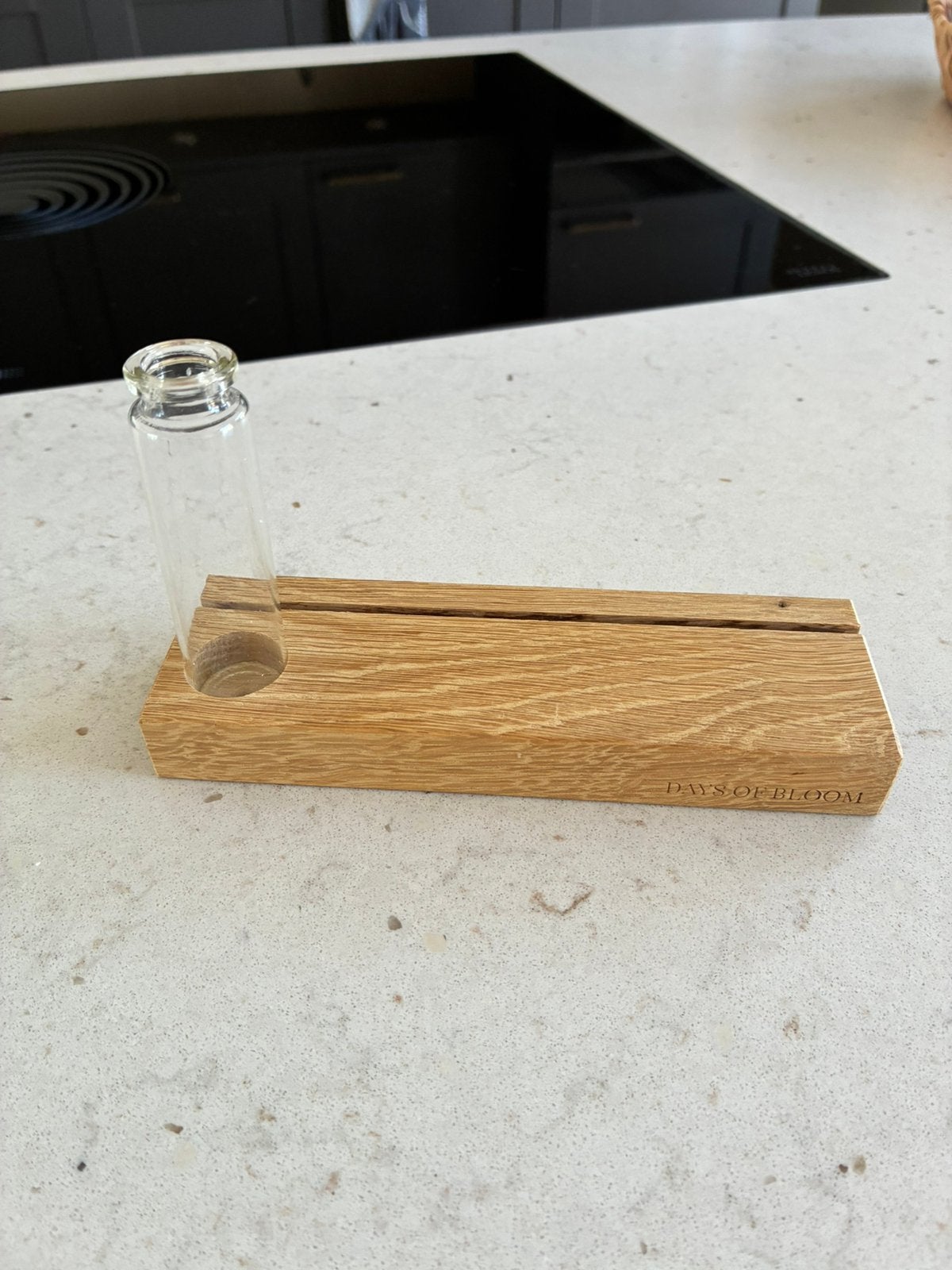 Houten kaartenhouder met vaasje van Days of Bloom, Huis en Inrichting, Woonaccessoires | Overige, Hout, Ophalen of Verzenden, Bruin