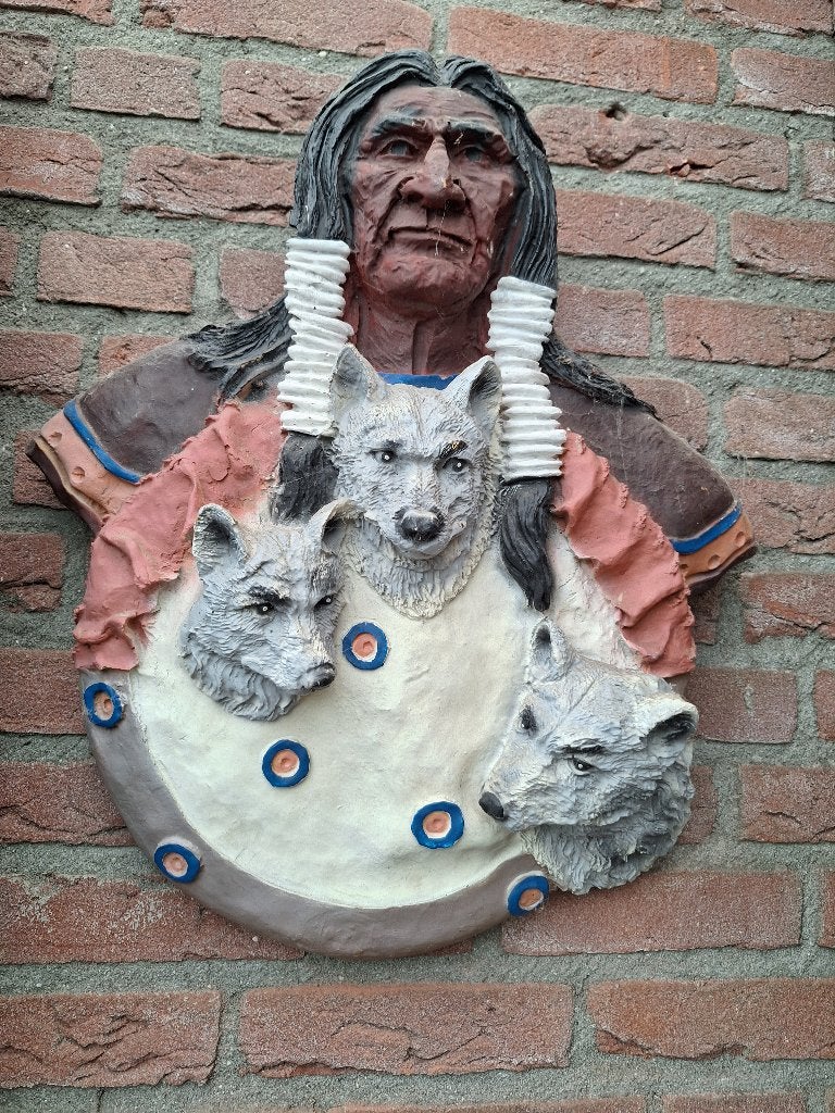 Muurbeeld, 55 cm, Meerkleurig, Decoratieobject, Zo goed als nieuw