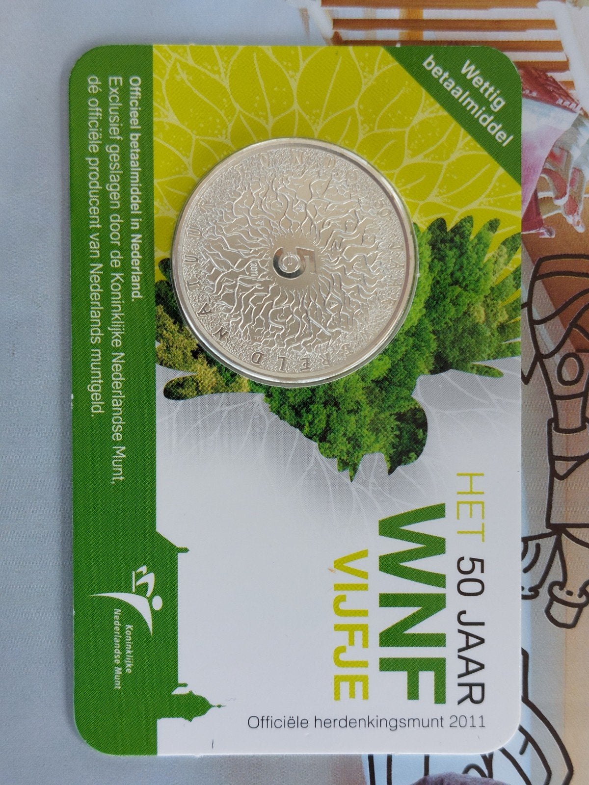 Coincard 5 euro munt WNF 50 jaar herdenkingsmunt 2011, Postzegels en Munten, Munten | Nederland, Ophalen of Verzenden, Euro's