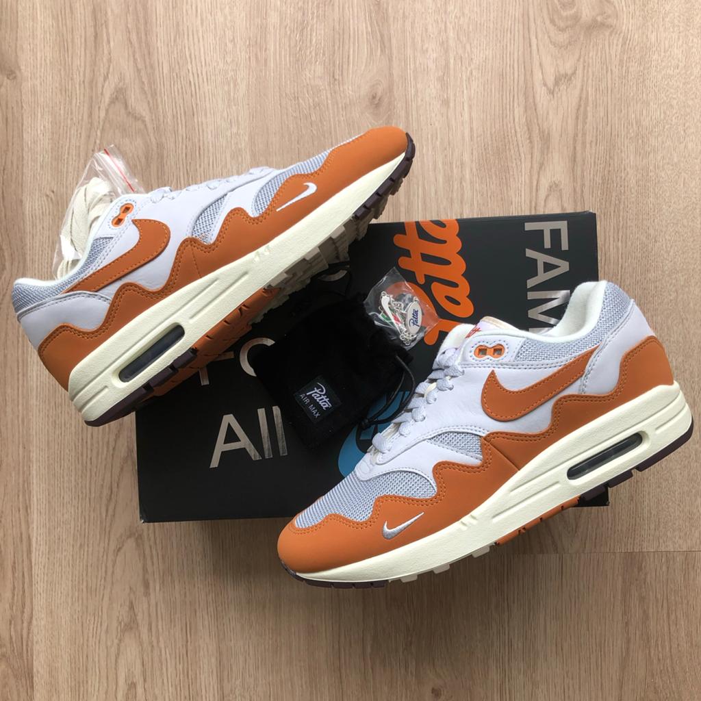 Nike x Patta Air Max 1 “Waves Monarch” with bracelet EU 41, Ophalen of Verzenden, Nieuw, Overige kleuren, Sneakers of Gympen