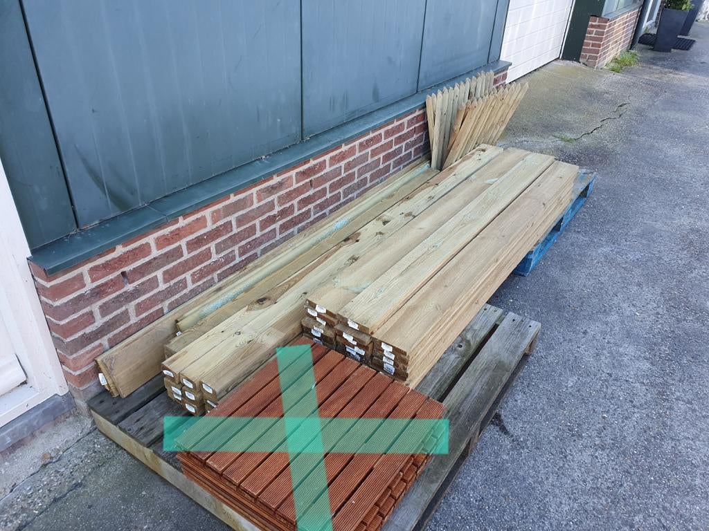 Diverse partij planken, regels, palen, schaarhekjes, Ophalen, Gebruikt, Hout