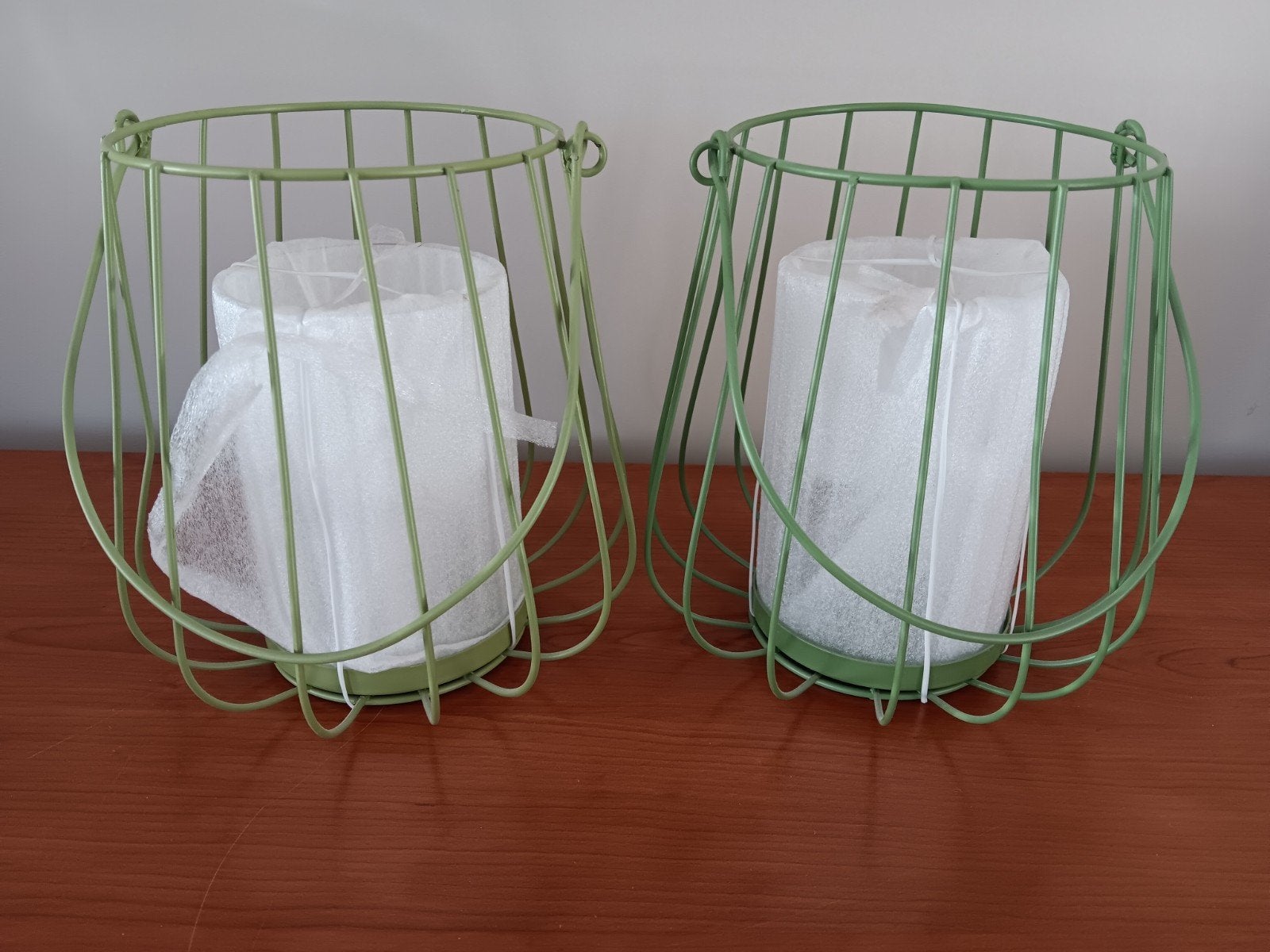 Set van 2 groene metalen windlichten 18 cm hoog, Ophalen, Nieuw, Groen, Metaal